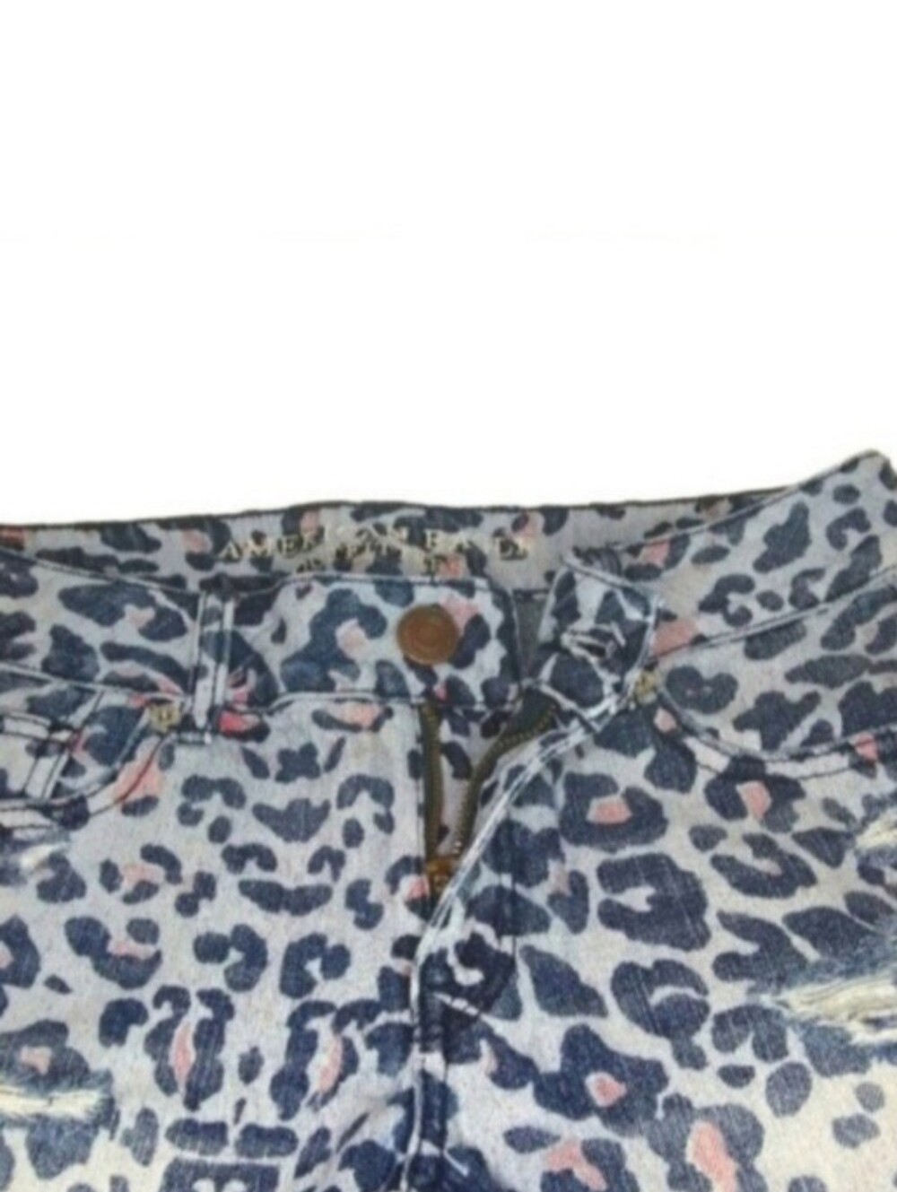 American Eagle Outfitters Blue and Red Leopard Jean Shorts | EUC | Shortie - Picture 9 of 16